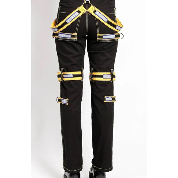 Tripp NYC Black Yellow Rave Alt Girl Highlighter Dance Pants Women's Size 30 - Picture 5 of 11